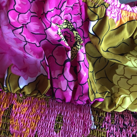 Unique Vintage Breezy Babe Smocked Top Tank Straps Pink Multi New - Picture 5 of 12